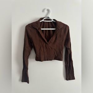 brown crop top sweater, ZARA